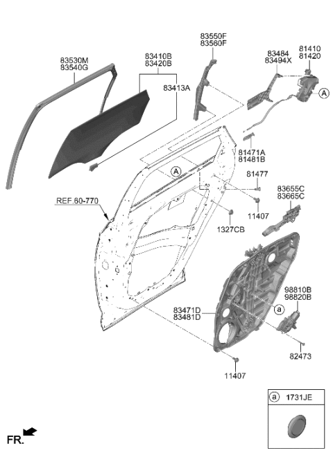 2022 Hyundai Tucson Latch Assembly-Rear Door,RH Diagram for 81420-N9000