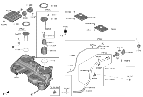 2022 Hyundai Tucson BRACKET ASSY-CANISTER SUPPT Diagram for 31425-P0500