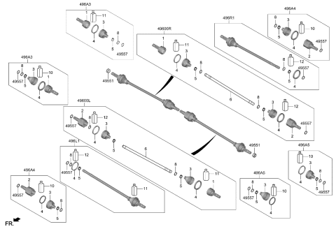 2022 Hyundai Tucson Hybrid Drive Shaft (Rear) Diagram