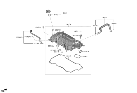 2022 Hyundai Tucson Cover Assembly-Rocker Diagram for 22410-2M800