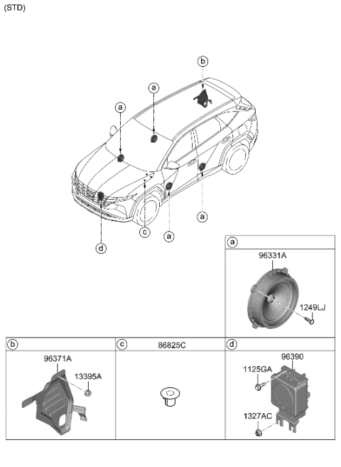 2023 Hyundai Tucson Hybrid Speaker Diagram 1