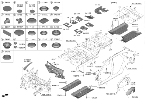 2023 Hyundai Tucson Grommet-Blanking Diagram for 91580-2D010