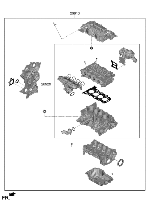2023 Hyundai Tucson Hybrid Engine Gasket Kit Diagram