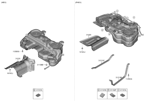 2022 Hyundai Tucson Protector-Fuel Tank Heat Diagram for 31220-P0000