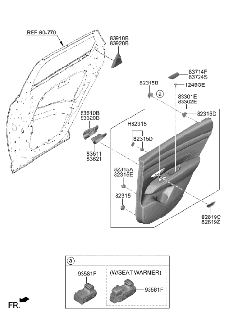 2004 Hyundai Elantra Panel Assembly-Rear Door Trim,RH Diagram for 83306-N9060-NNB