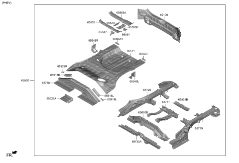 2022 Hyundai Tucson MEMBER ASSY-RR FLOOR FR CROSS Diagram for 65610-P0400