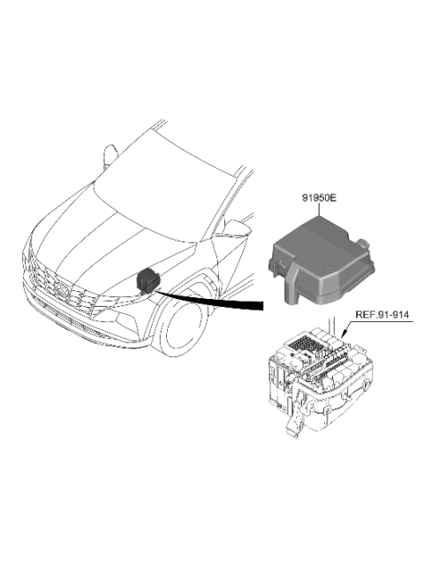 2022 Hyundai Tucson UPR Cover-Eng Room Box Diagram for 91956-P0020