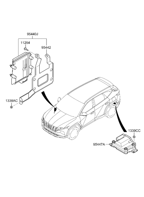 2022 Hyundai Tucson BRACKET-T/M CONTROL MODULE Diagram for 95442-4G590