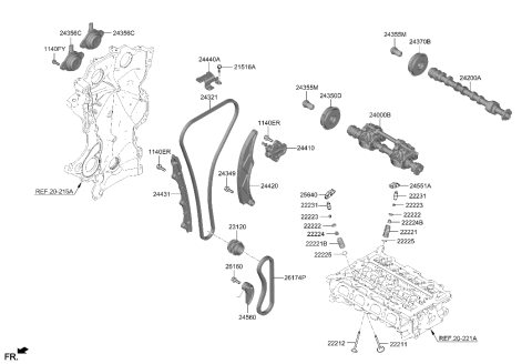 2023 Hyundai Tucson Hybrid Camshaft & Valve Diagram