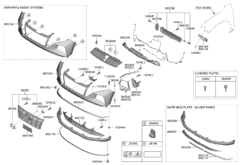 2023 Hyundai Tucson Hybrid Front Bumper Diagram