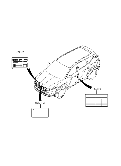 2022 Hyundai Tucson Hybrid Label Diagram