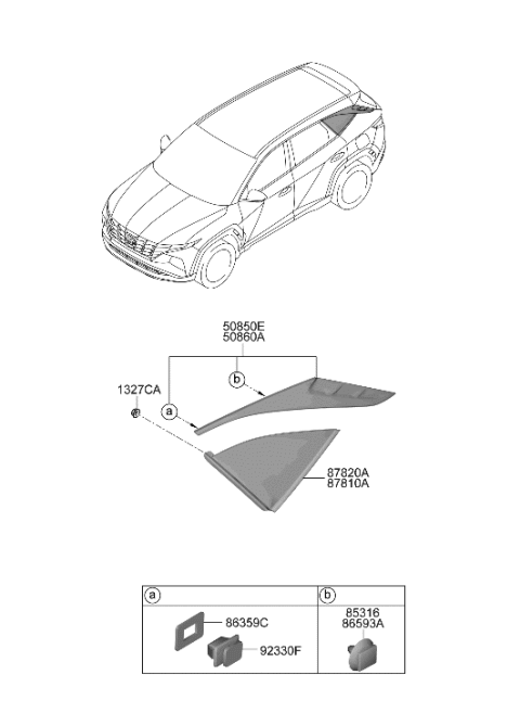 2023 Hyundai Tucson Hybrid Quarter Window Diagram