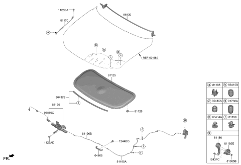 2023 Hyundai Tucson Hybrid Hood Trim Diagram