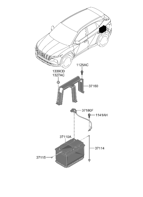 2001 Hyundai Elantra Battery Assembly Diagram for 37110-3X681