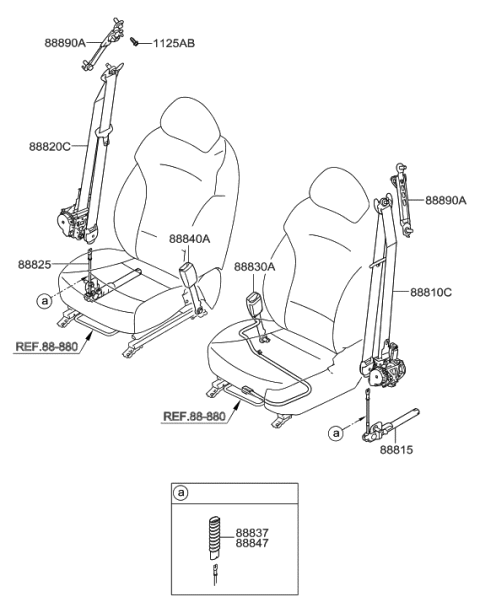 2012 Hyundai Sonata Hybrid Left Front Black Seat Belt Diagram for 88810-3Q000-HZ