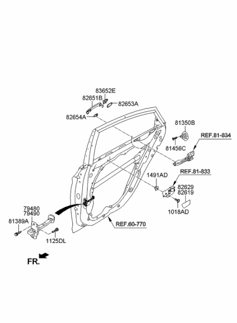 2021 Hyundai Veloster N Checker Assembly-Rear Door,RH Diagram for 79490-3S000