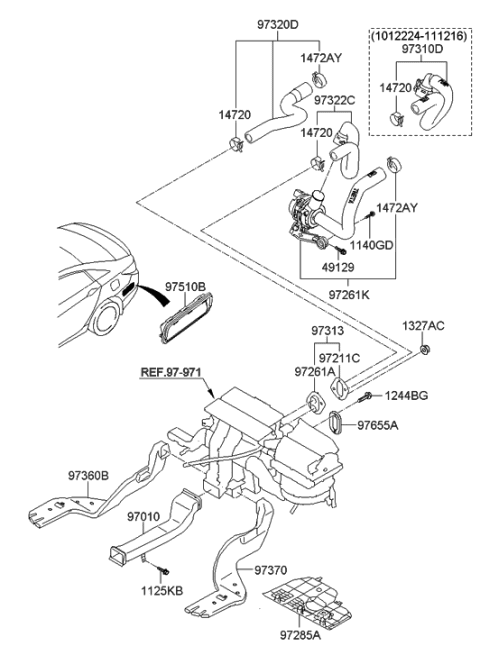 2023 Hyundai Tucson Duct-Rear Heating,RH Diagram for 97370-3S000