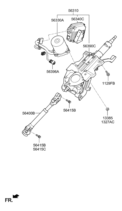2021 Hyundai Veloster N Column Assembly-Upper Diagram for 56310-4R601