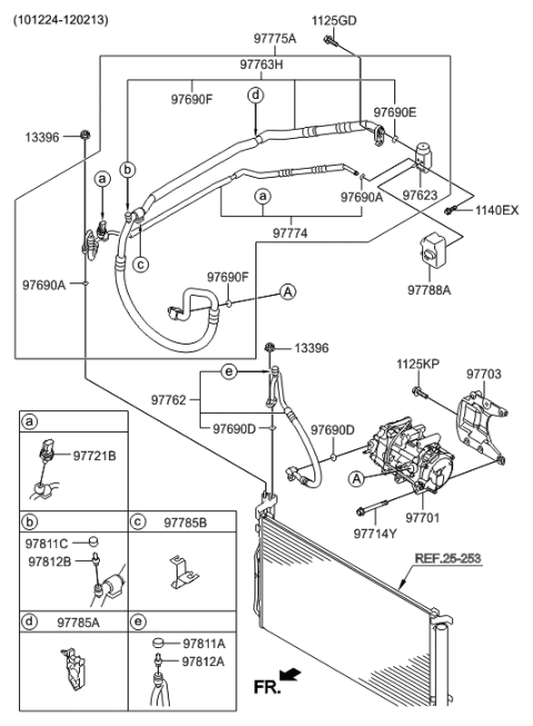 2011 Hyundai Sonata Hybrid Air conditioning System-Cooler Line Diagram 1