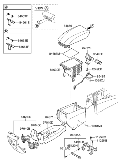 2011 Hyundai Sonata Hybrid Console Diagram 1