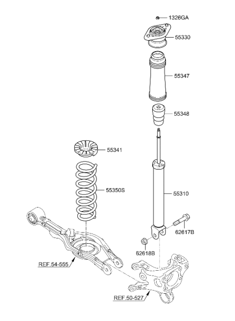 2012 Hyundai Sonata Hybrid Bracket-Shock Absorber Mounting Diagram for 55330-3R010