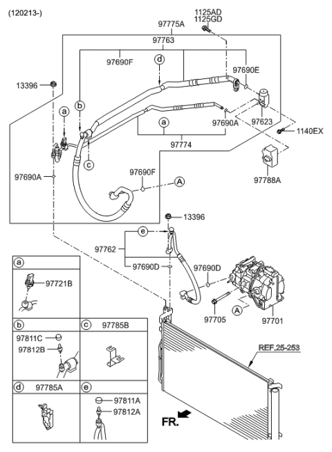 2012 Hyundai Sonata Hybrid Hose-Cooler Line Suction Diagram for 97763-4R101