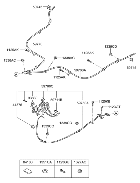 2014 Hyundai Sonata Hybrid Pedal Assembly-Parking Brake Diagram for 59710-4R000