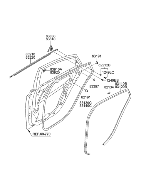 2015 Hyundai Sonata Hybrid Moulding Assembly-Rear Door Delta,RH Diagram for 83840-3S000