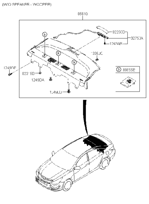 2013 Hyundai Sonata Hybrid Rear Package Tray Diagram 1