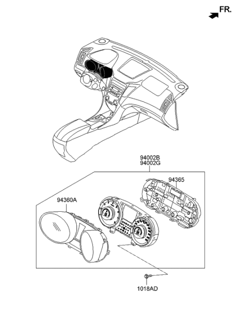 2015 Hyundai Sonata Hybrid Glass & Bezel Assembly-Cluster Diagram for 94360-4R000