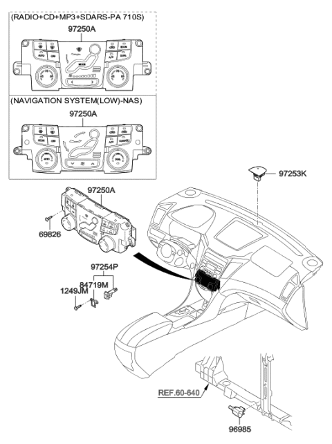 2023 Hyundai Tucson Heater Control Assembly Diagram for 97250-4RDB3-BLH