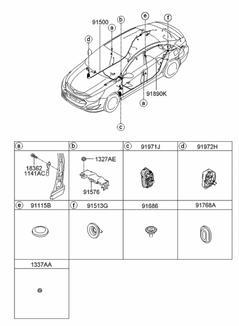 2011 Hyundai Sonata Hybrid Grommet Diagram for 91980-3K020