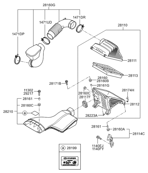 2011 Hyundai Sonata Hybrid Bolt Diagram for 28171-3S230