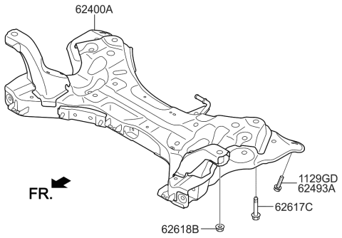 2021 Hyundai Veloster N Crossmember Complete-Front Axle Diagram for 62400-4R000