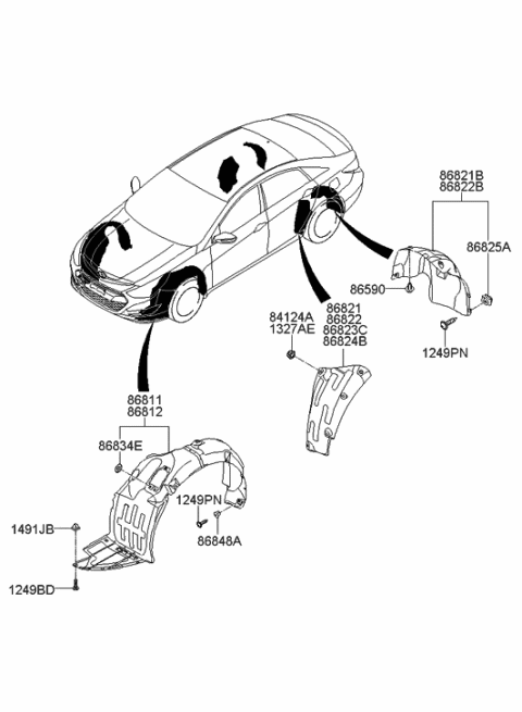 2012 Hyundai Sonata Hybrid Wheel Gaurd Diagram