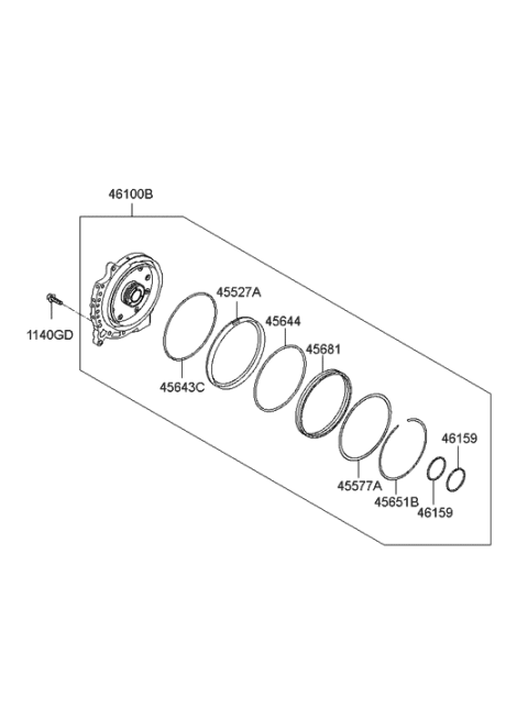 2013 Hyundai Sonata Hybrid Set-Oil Pump Assembly Diagram for 46100-3D100