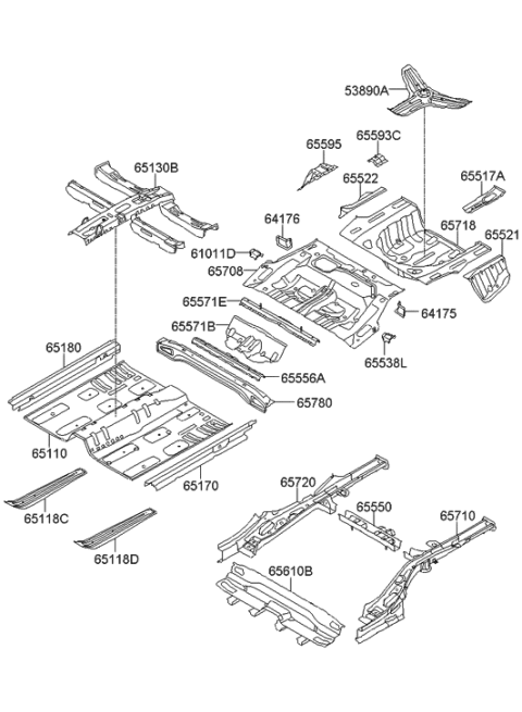 2014 Hyundai Sonata Hybrid Floor Panel Diagram