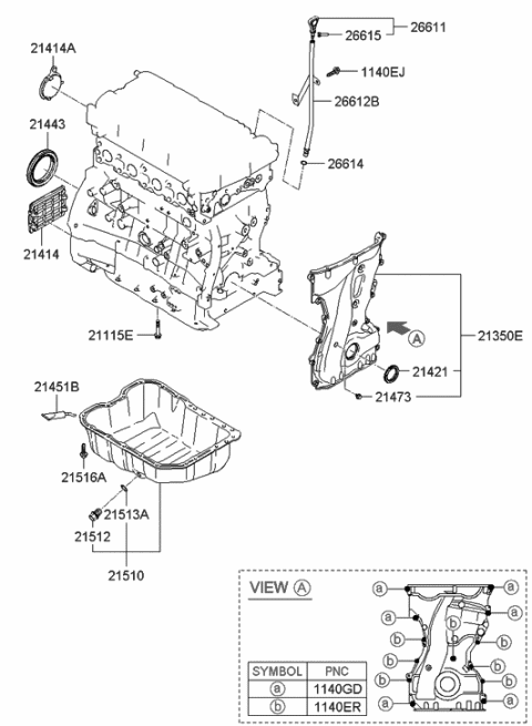 2013 Hyundai Sonata Hybrid Belt Cover & Oil Pan Diagram