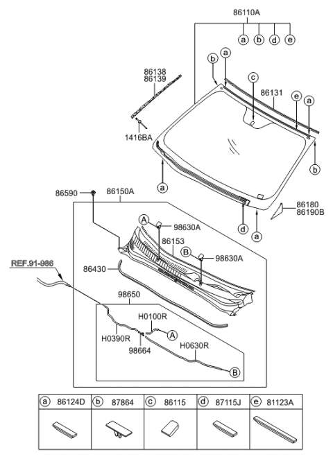 2015 Hyundai Sonata Hybrid Hose Assembly-Windshield Washer Diagram for 98650-3S000