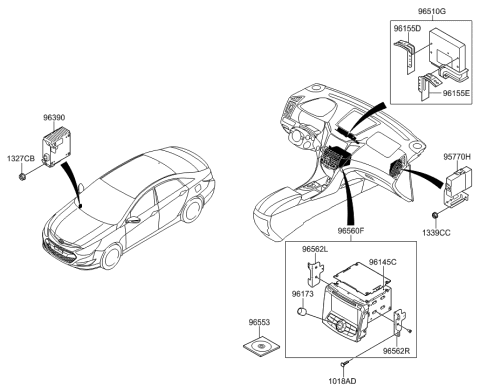 2013 Hyundai Sonata Hybrid Head Unit Assembly-Avn Diagram for 96560-4R705-4XFLT