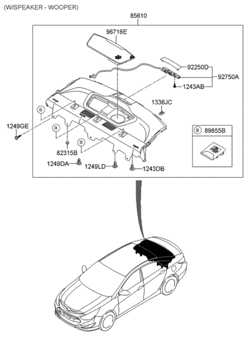 2013 Hyundai Sonata Hybrid Rear Package Tray Diagram 2