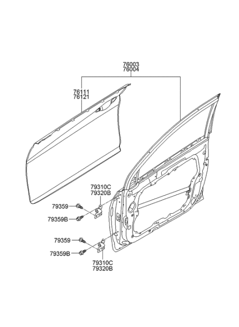 2012 Hyundai Sonata Hybrid Front Door Panel Diagram