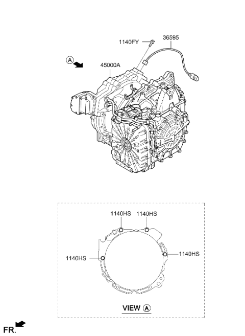 2014 Hyundai Sonata Hybrid Transaxle Assy-Auto Diagram