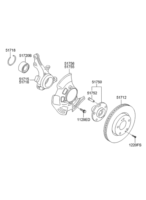 2011 Hyundai Sonata Hybrid Knuckle-Front Axle,RH Diagram for 51716-2T110