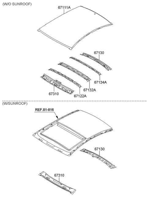 2012 Hyundai Sonata Hybrid Roof Panel Diagram