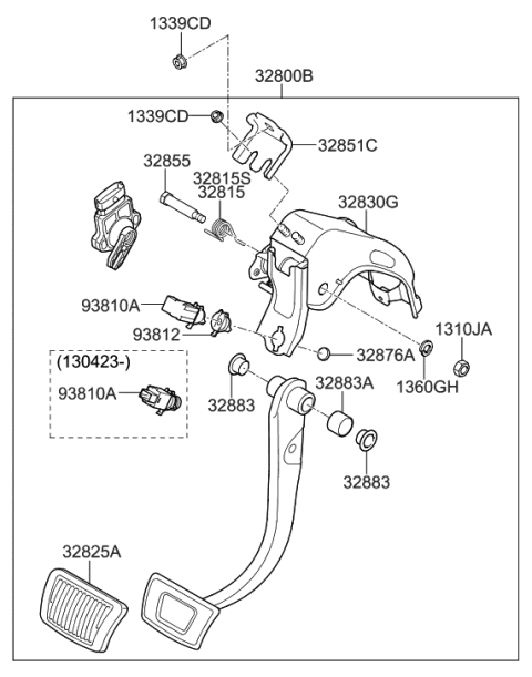 2014 Hyundai Sonata Hybrid Brake & Clutch Pedal Diagram