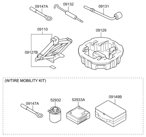 2011 Hyundai Sonata Hybrid Sealant-Tire Diagram for 52932-2Y000