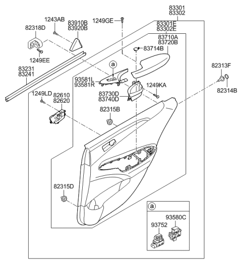 2015 Hyundai Sonata Hybrid Rear Door Trim Diagram