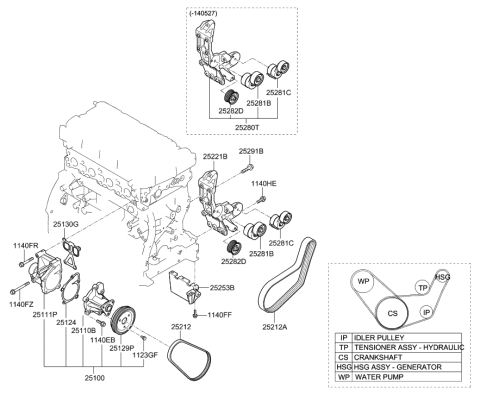 2014 Hyundai Sonata Hybrid Pump Assembly-Coolant Diagram for 25100-2G800