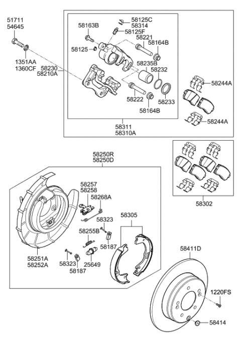 2015 Hyundai Sonata Hybrid Brake Assembly-Rear Wheel,LH Diagram for 58210-3Q100